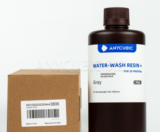 Фото 4 - Сіра Фотополімерна Смола що змивається водою | Anycubic Water-Wash Resin+ Gray 1кг
